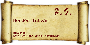 Hordós István névjegykártya