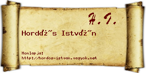 Hordós István névjegykártya
